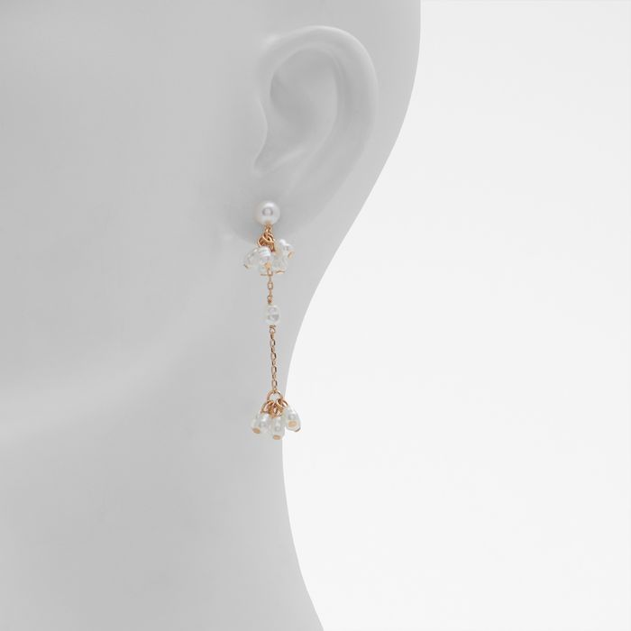 Pendientes largos en blanco y oro - LATITARSUS