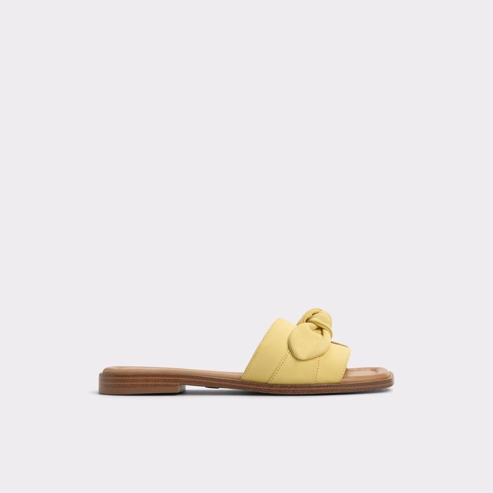 Sandalias planas en piel amarillo - LAVINIA