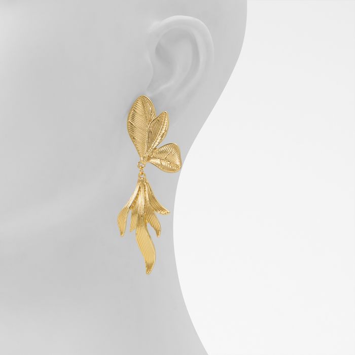 Pendientes largos en oro - LEAFORA