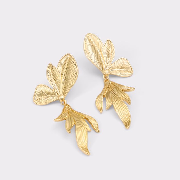 Pendientes largos en oro - LEAFORA