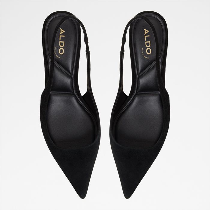 Zapatos de salón en piel negro, tacón embudo - LEANE