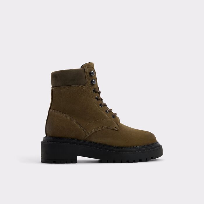 Botins rasos em pele verde - LEWELLAN