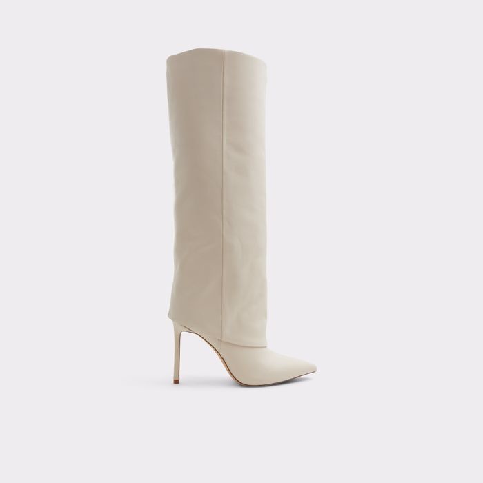 Botas em pele branco cru, salto fino - LIVY