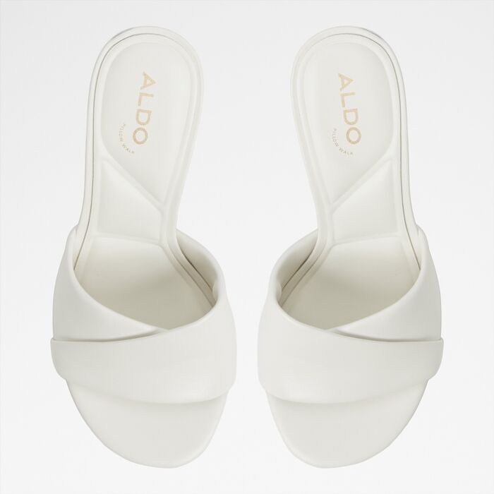 Mules en piel blanco, tacón embudo - LYHANNA