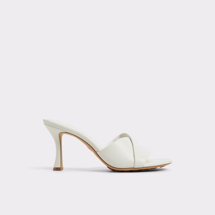 Mules en piel blanco, tacón embudo - LYHANNA