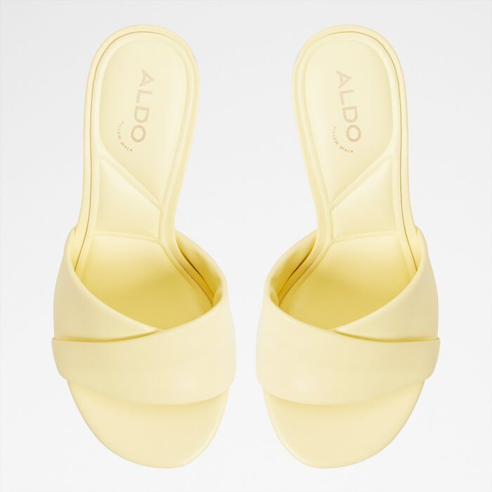 Mules en piel amarillo, tacón embudo - LYHANNA
