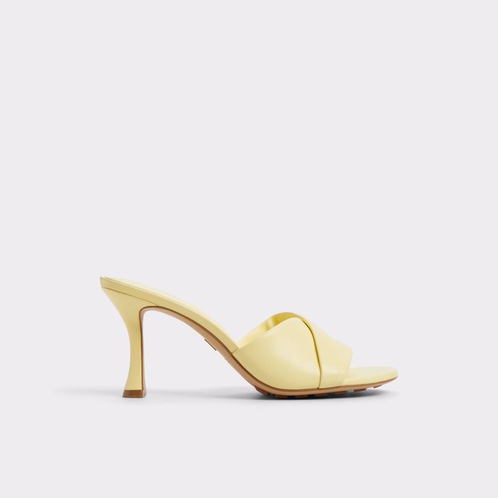Mules en piel amarillo, tacón embudo - LYHANNA
