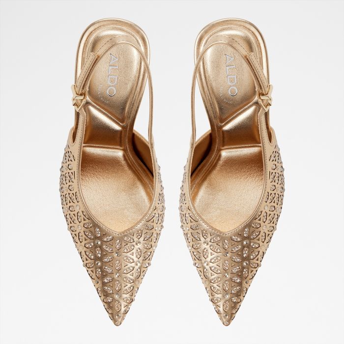 Sapatos em dourado, salto fino - LYSANDRE