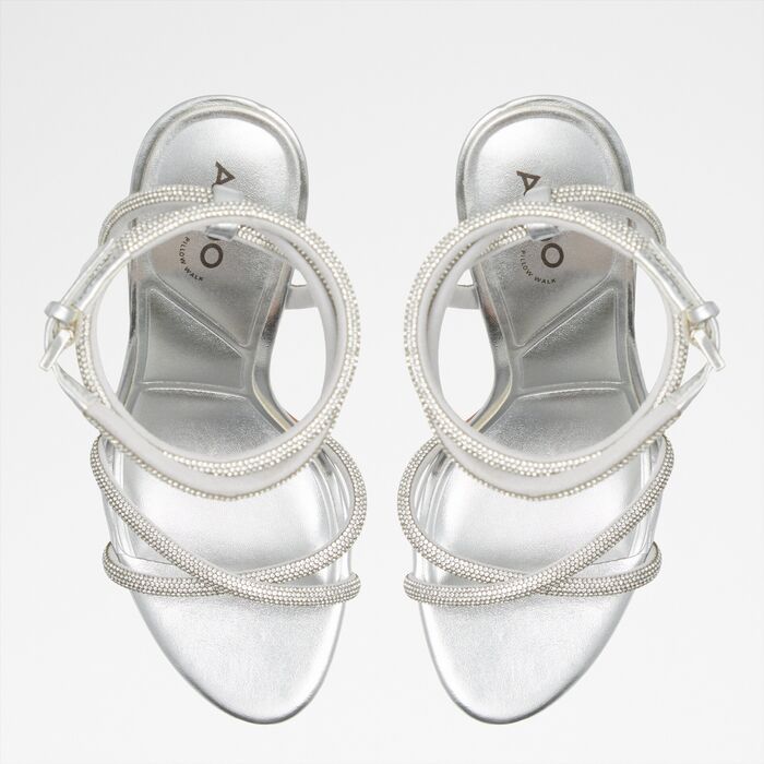 Sandalias en plata, tacón de aguja - MANAELDEN