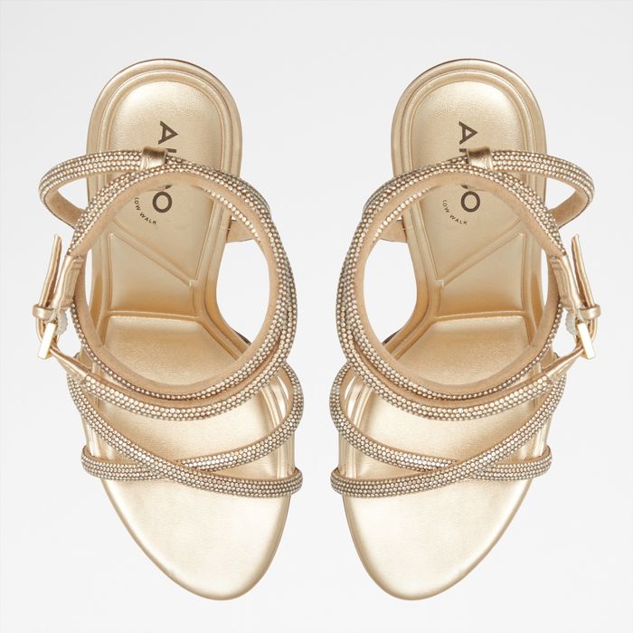 Sandalias en oro, tacón de aguja - MANAELDEN