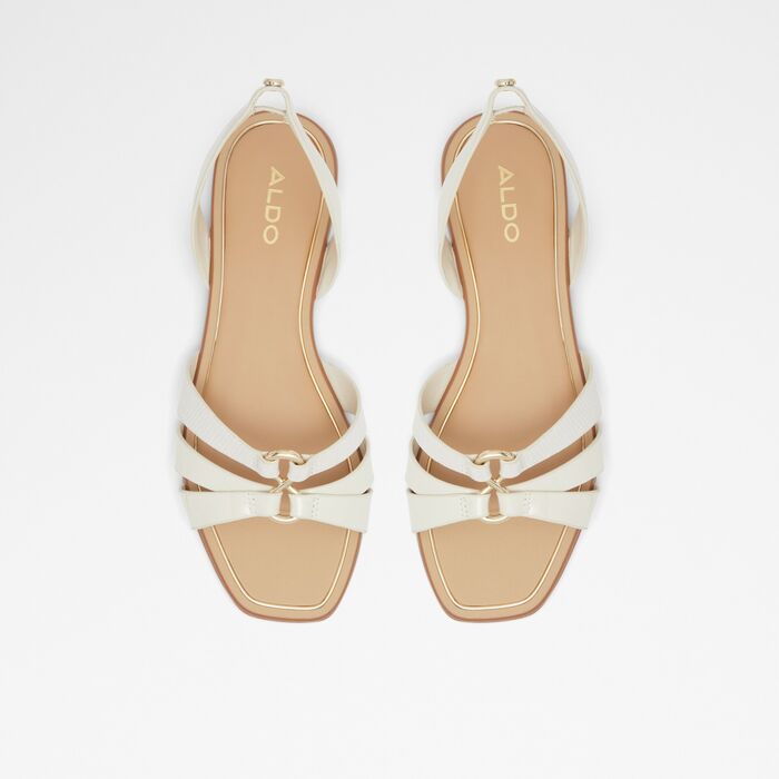 Sandalias planas ALDO para mujer, en blanco, con puntera cuadrada y un detalle metálico MARASSI 110002029