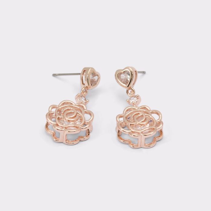 Pendientes largos en oro rosa - MARIONE