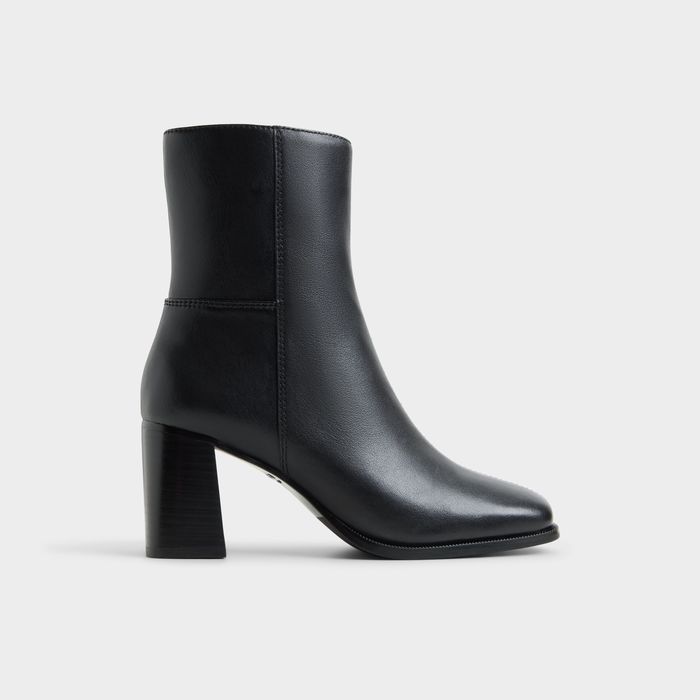 Botins em pele preto, salto em bloco - MARLLIE
