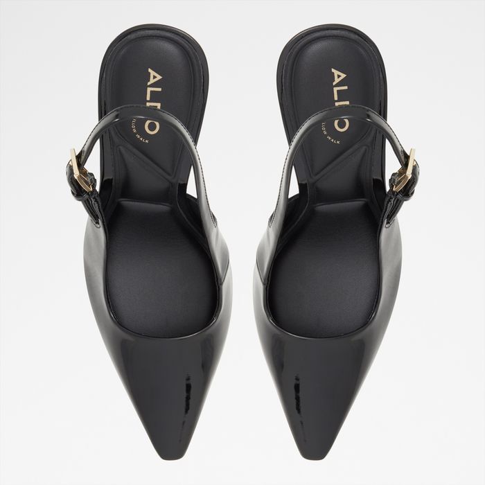 Zapatos de salón en barniz negro, tacón de aguja - MARYSA