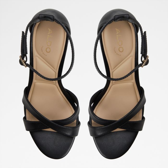Sandalias en piel negro, tacón bloque - MELODIE
