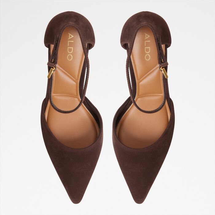 Sapatos em pele castanho, salto fino - MERLO