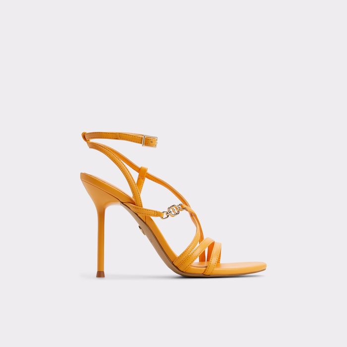 Sandalias en naranja, tacón de aguja - MOEY