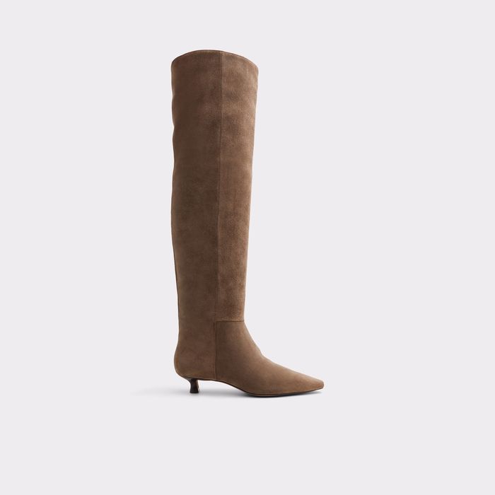 Botas em pele castanho, salto em funil - MUTTSEE