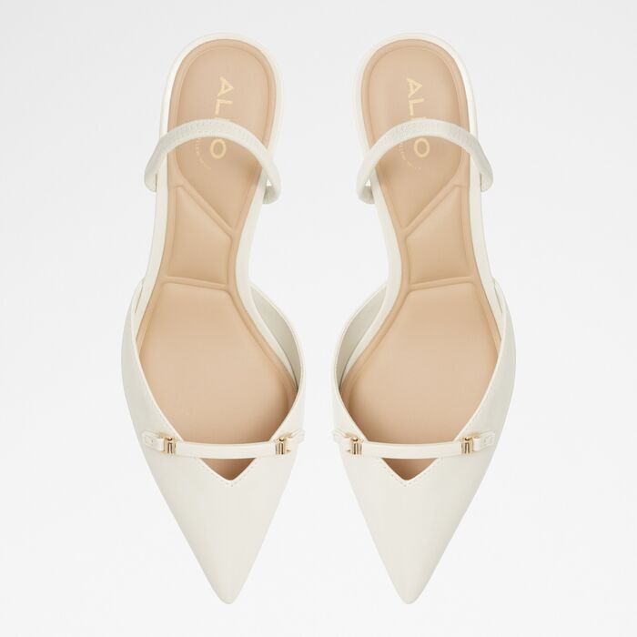 Zapatos de salón en barniz blanco, tacón embudo - NAILAH