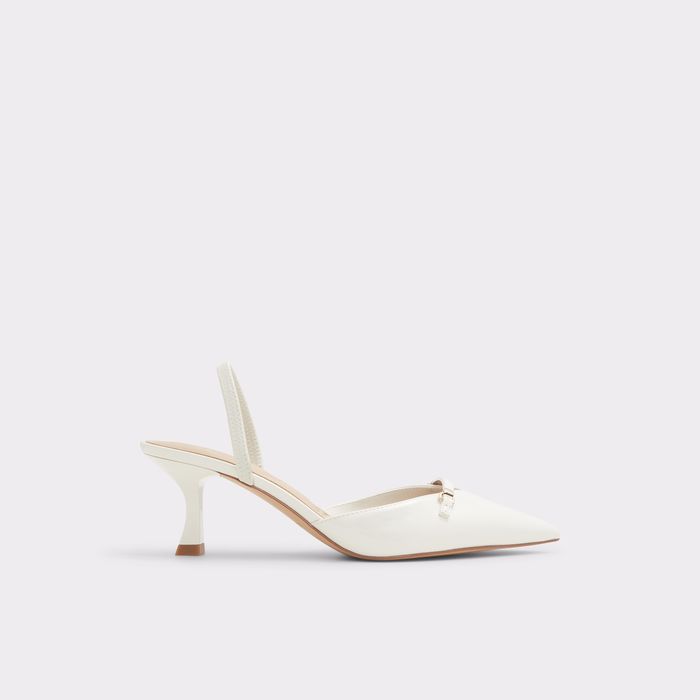 Zapatos de salón en barniz blanco, tacón embudo - NAILAH