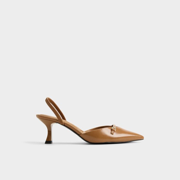Zapatos de salón en coñac, tacón embudo - NAILAH
