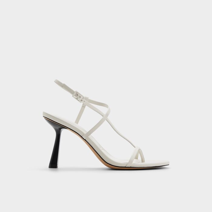 Sandalias en piel blanco, tacón de aguja - NALLIA