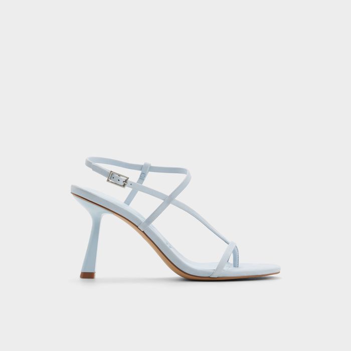 Sandalias en piel azul, tacón de aguja - NALLIA