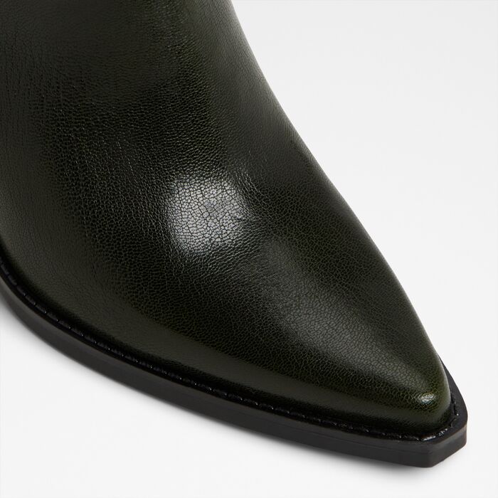 Botas en piel verde, tacón bloque - NEVADA