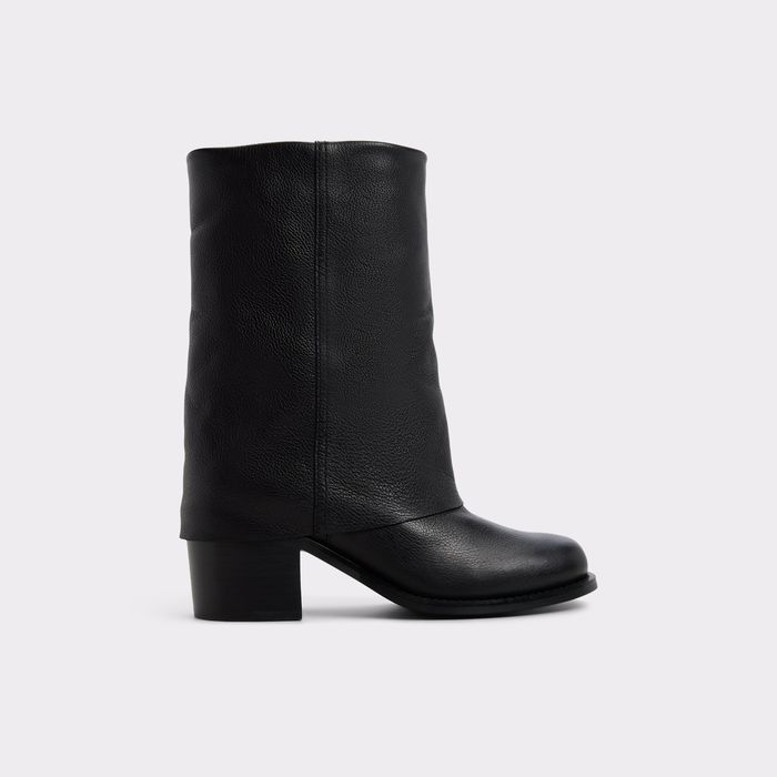 Botines en piel negro, tacón bloque - NOLYA