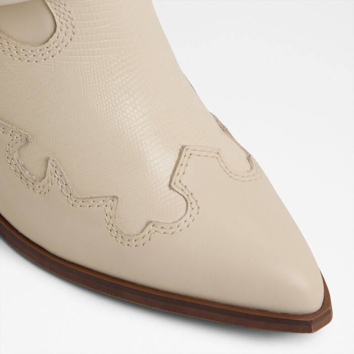 Botins em pele bege, salto em bloco - NUWESTERN