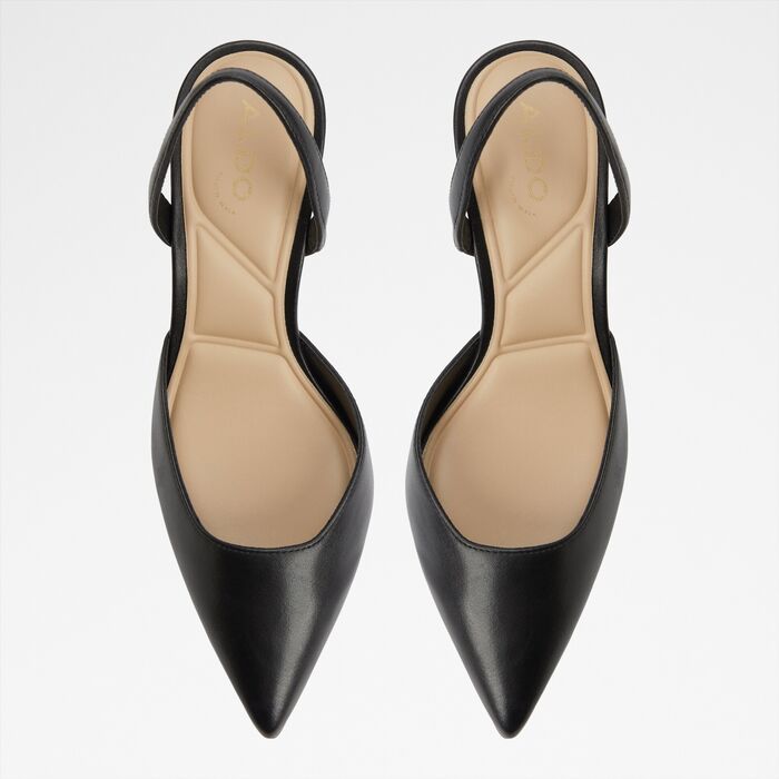 Zapatos de salón en piel negro, tacón bloque - OLAELDAN