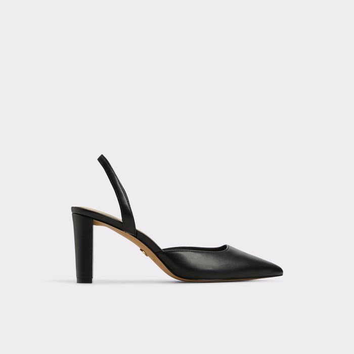Zapatos de salón en piel negro, tacón bloque - OLAELDAN