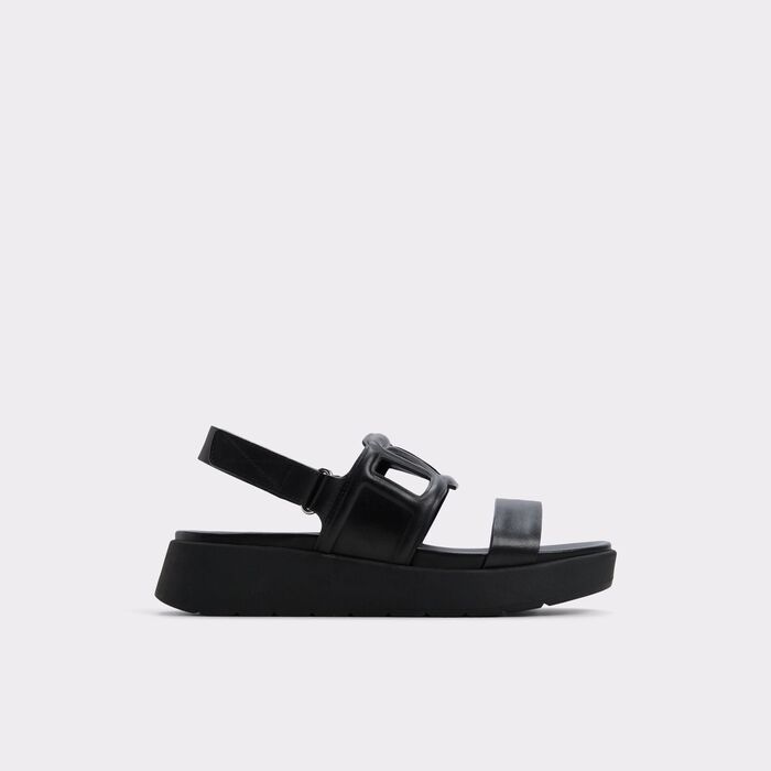 Sandalias de plataforma en piel negro - ONUVIA
