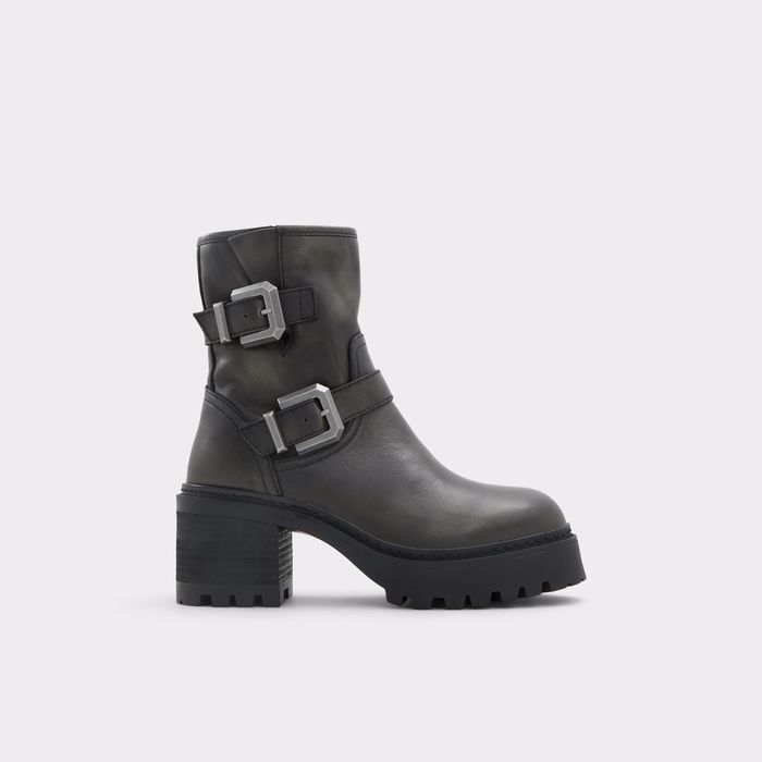 Botins em pele preto, salto em bloco com plataforma - PALOMINA