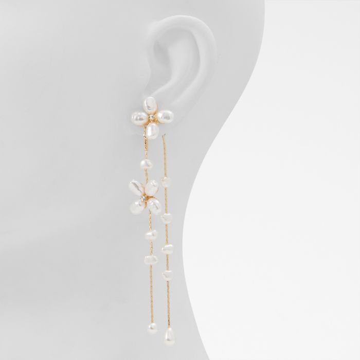 Brincos longos em dourado - PEARLORA