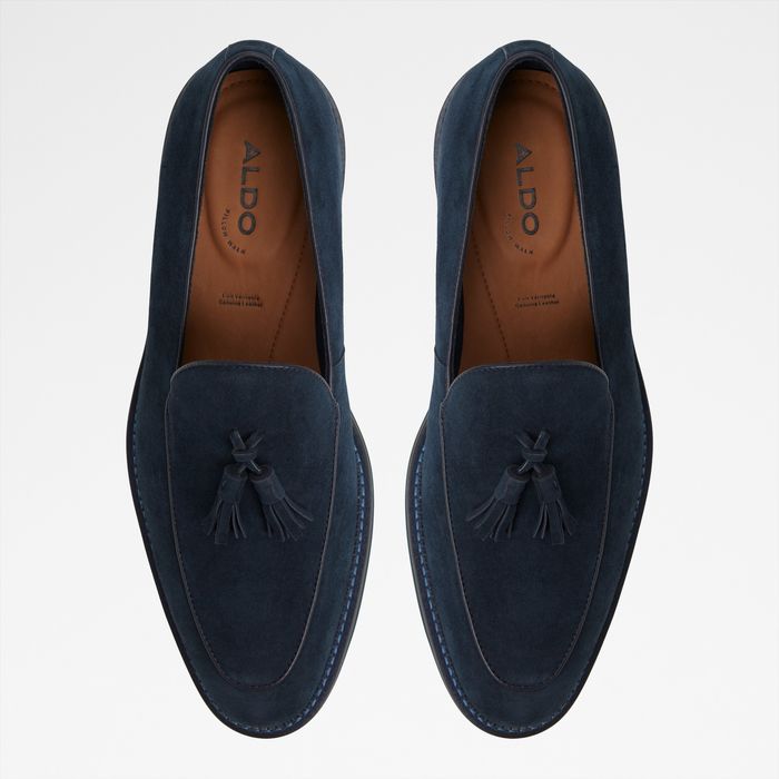 Mocasines en piel azul marino - PORTOS