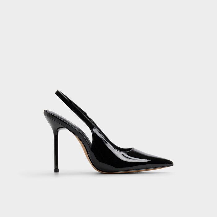 Zapatos de salón en barniz negro, tacón de aguja - PUCKERUP
