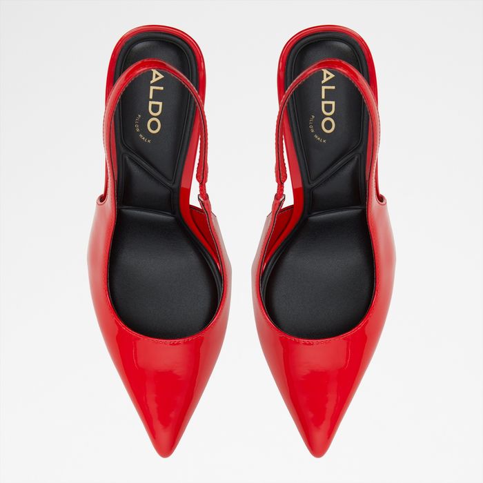 Zapatos de salón en barniz rojo, tacón de aguja - PUCKERUP