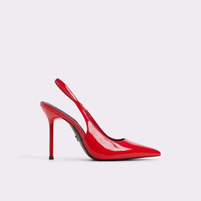 Zapatos de salón en barniz rojo, tacón de aguja - PUCKERUP