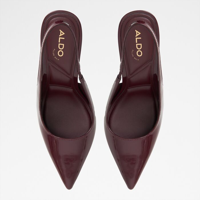 Zapatos de salón en barniz burdeos, tacón de aguja - PUCKERUP