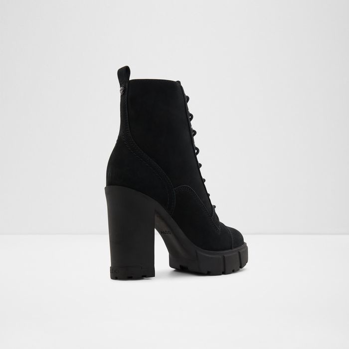 Botins em pele preto, salto em bloco com plataforma - REBEL2.0