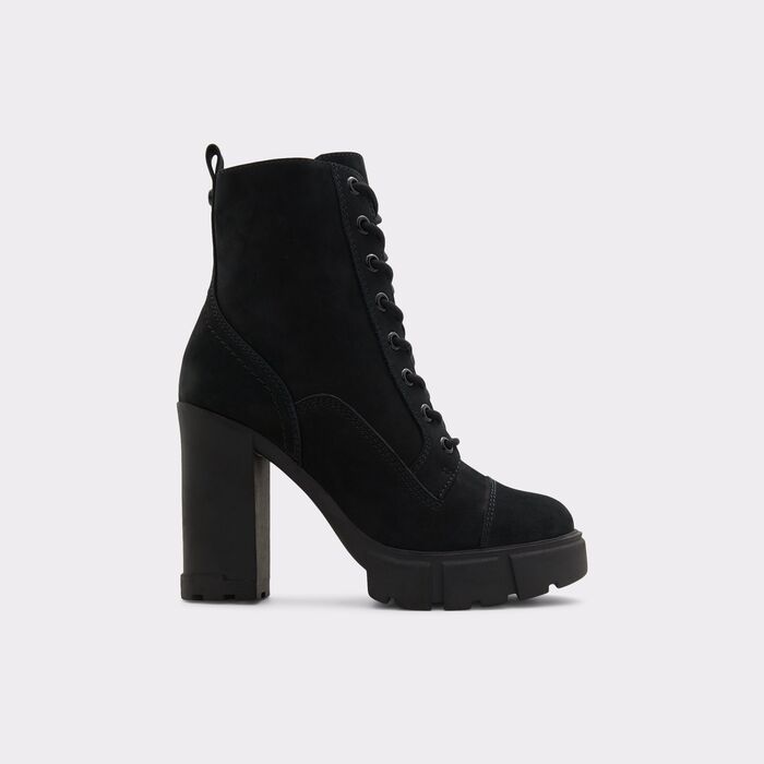 Botins em pele preto, salto em bloco com plataforma - REBEL2.0