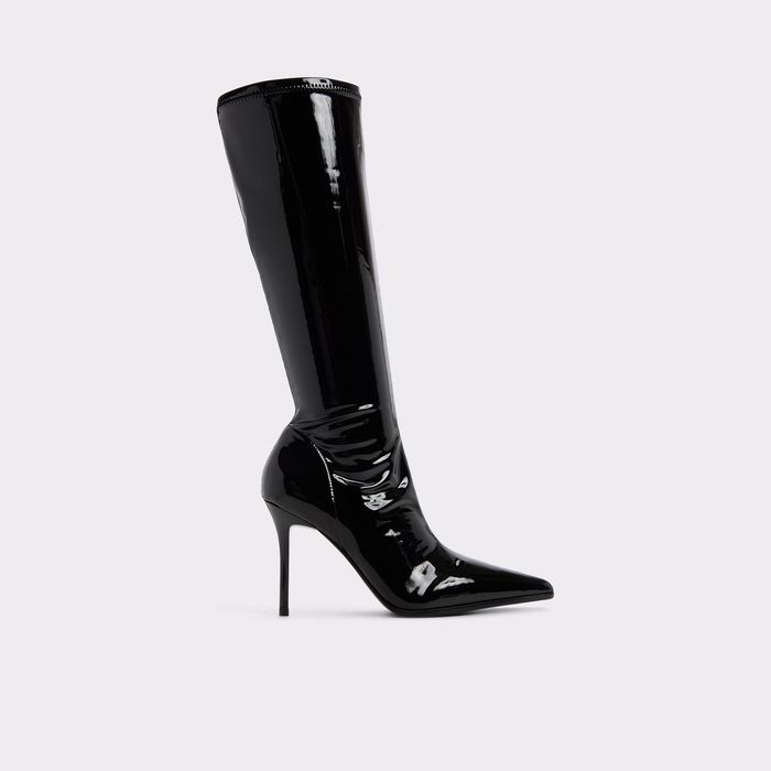 Botas en barniz negro, tacón de aguja - RE-EMILY