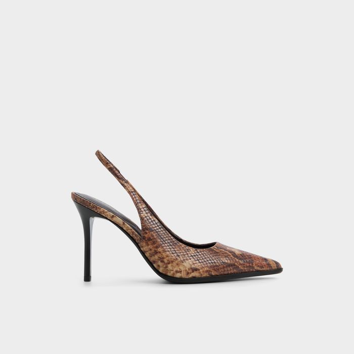 Zapatos de salón en marrón, tacón de aguja - RE-SAMANTHA