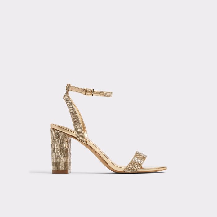 Sandalias en oro, tacón bloque - RHIANNON