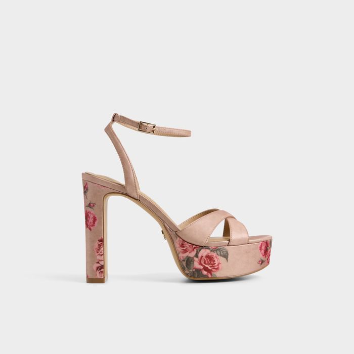 Sandalias en beige, tacón bloque - ROSINE