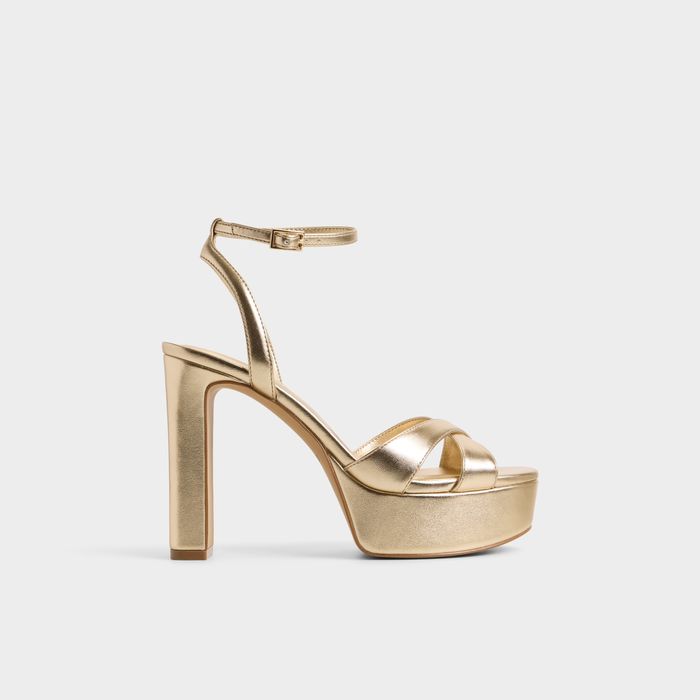 Sandalias en oro, tacón bloque - ROSINE