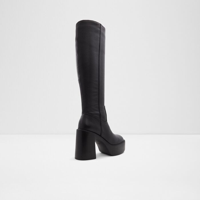 Botas em pele preto, salto em bloco com plataforma - RYKIEL