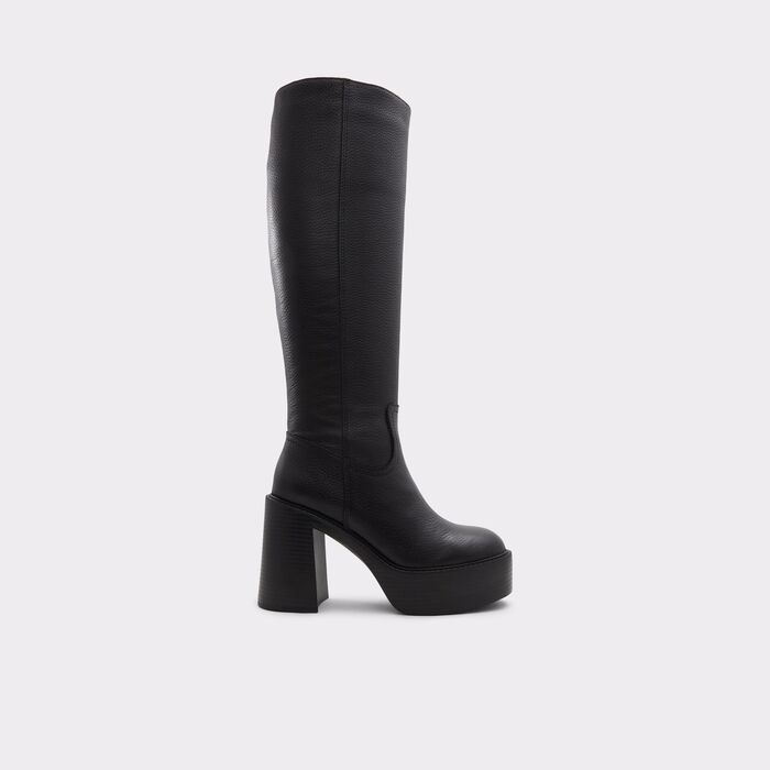 Botas em pele preto, salto em bloco com plataforma - RYKIEL