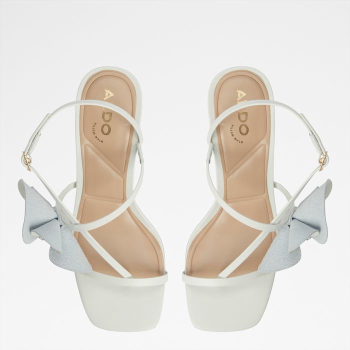 Sandalias en piel blanco, tacón embudo - SANDFLOWER